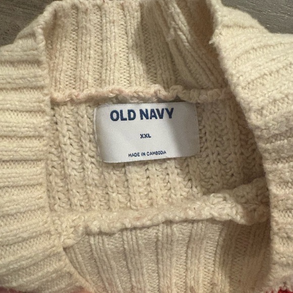 Old Navy Cream & Red Stripe Knit Sweater XXL - Picture 4 of 6